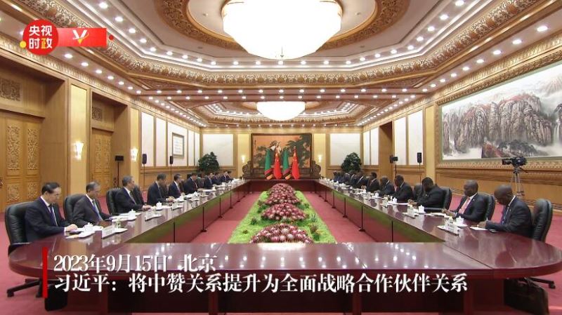 独家视频丨习近平：将中赞关系提升为全面战略合作伙伴关系