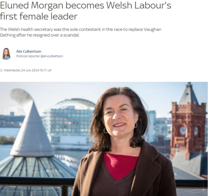 外媒：英国威尔士将迎来首位女性首席大臣