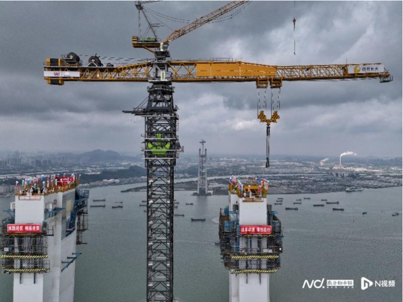 珠江口第一高塔狮子洋大桥主塔封顶，项目建设创5项世界第一